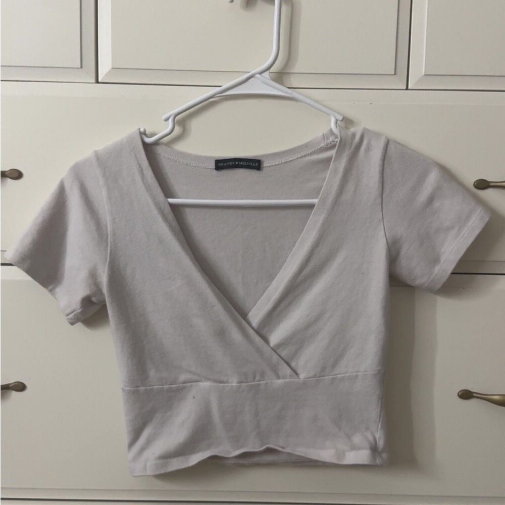 Brandy Melville Light Beige Wrap Blouse
